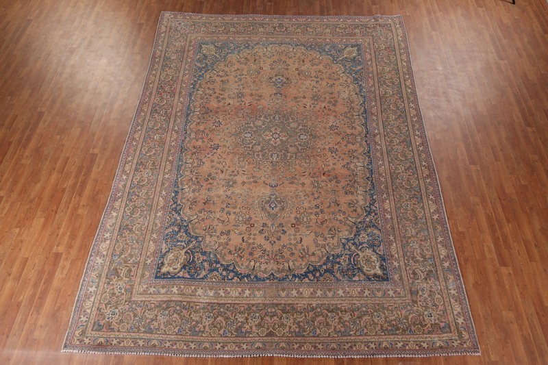 Vintage Rust Muted Wool Traditional Mashaad Hand-knotted Living Room Rug 10x13 gallery