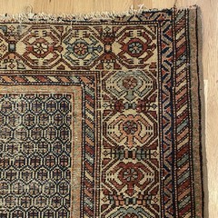 Vintage Rug 4′ 4 x 6′ 3 Cream Hand Knotted Oriental Rug