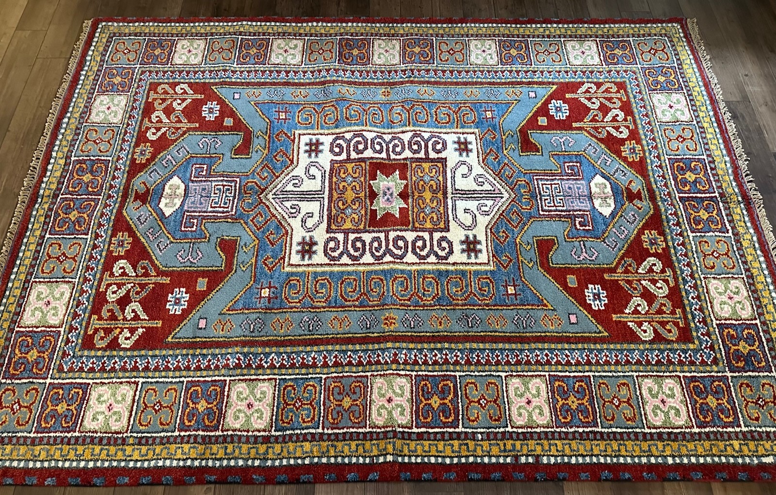 Brand New Tribal & Geometric Colorful & Soft Area Rug, Handmade in India, 6x8 gallery