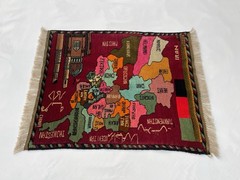 85x70cm Ethnic rug Afghan War Art rug Wool war Rug Tribal handicrafts Maps #672