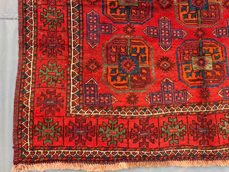5'3x9'4 ft Antique Turkmen Bukhara Rug Hand Knotted Wool Low Pile Tribal Carpet gallery