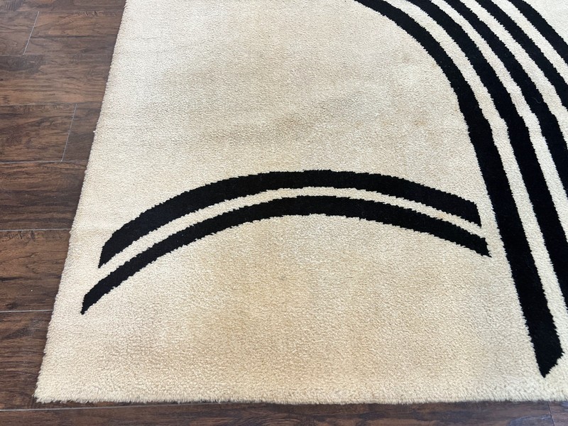 Modern Rug 6x9, Cream and Black, Abstract Pattern gallery