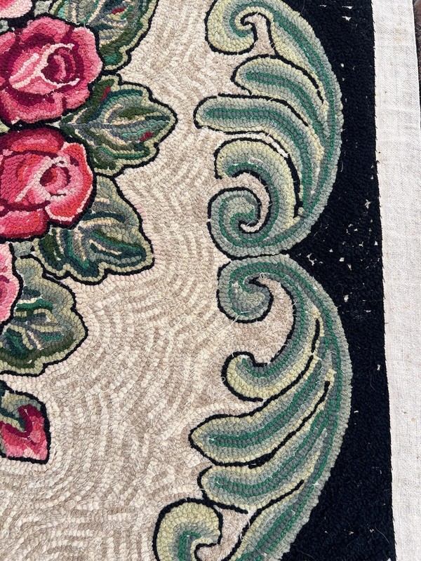 Vintage Antique Hand-Hooked Rug 57” x 35” Perfect Condition Pretty Colors Fine gallery