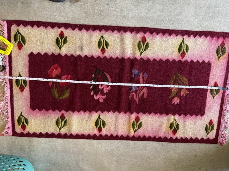 Vintage Traditional Handmade Romanian Floral Wool Kilim Rug gallery