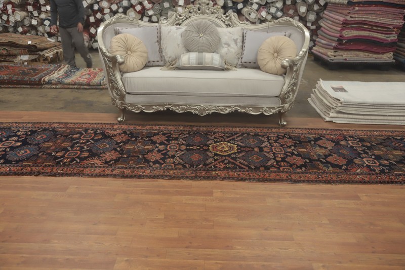 Pre-1900 Vegetable Dye Traditional Handmade 17 ft Long Runner Antique Rug 4x17 gallery