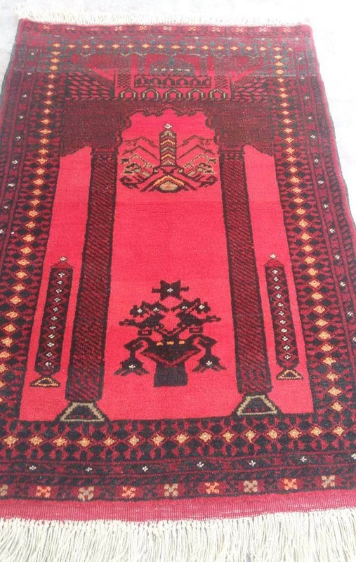 2'6 x 3'10 Hand Knotted Afghan Turkmen Area Rug, 3x4 Tribal Prayer Wool Carpet gallery