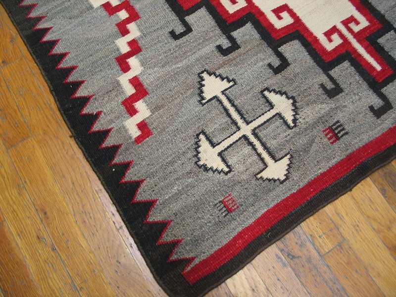 4'x6' Antique Gray Background Tribal Geometric Flatwoven Native American Navajo gallery