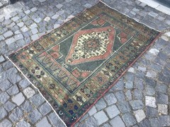 Bohemian Area Rug Handmade Wool Rug Turkish Vintage Traditional Rug Home Decor