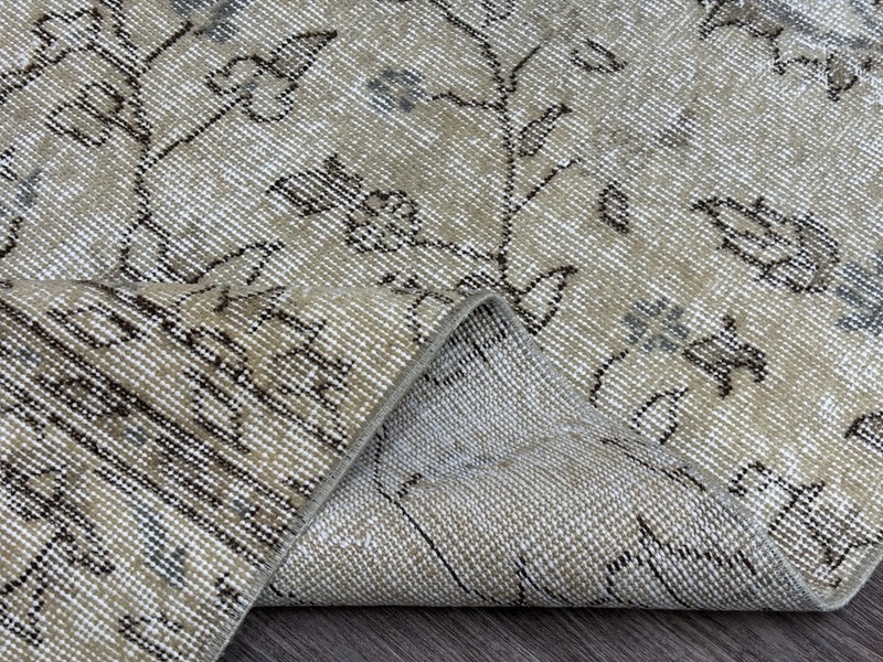2x7 Beige Vintage Turkish Runner, Neutral Oushak Runner, Hand-Knotted Wool Rug gallery
