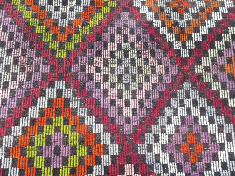 Embroidery Boho Rugs, Vintage Turkish Kilim, Large Floor Carpet, Kelim 69"x134" gallery