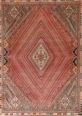 Vintage Wool Traditional Handmade Rug 6×9 Geometric Living Room Carpet