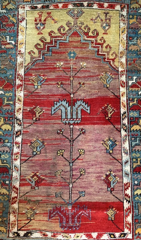 ANTIQUE ANATOLIAN TURKISH KONYA LADIK PRAYER RUG GREAT COLORS gallery