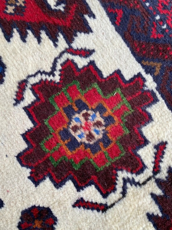 Handmade Afghan Tribal Accent Rug 3'x6' Geometric Paisley Design, Light Distress gallery
