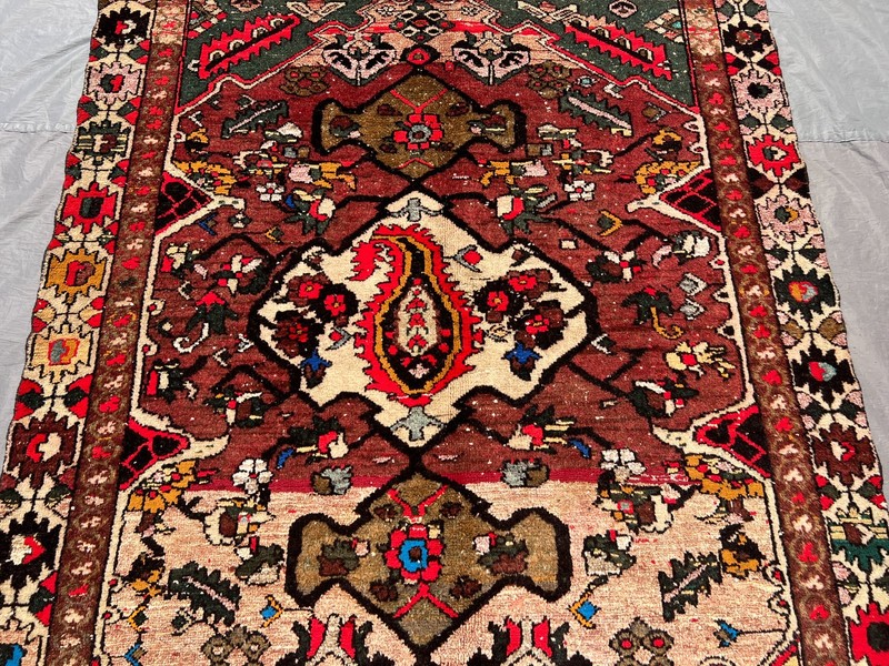 Terracotta Antique Caucasian Rug 5x7 ft Red Hand Knotted Geometric Faded Carpet gallery