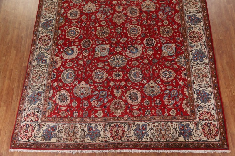 Vegetable Dye Red Wool Hand-knotted Living Room Rug Vintage Carpet 10x16 gallery
