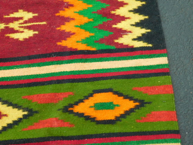 HAND TIED WOOL RUG BLANKET 56" X 81" HANDCRAFTED ARTISAN gallery