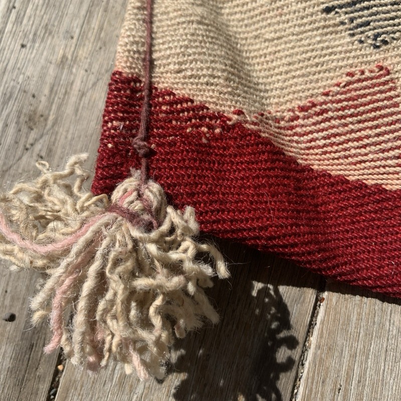 Vintage ‘70s hand knotted Afghani tribal salt bag 11.5x15” RUSTIC wool/cotton gallery