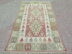 Pale Colors Tribal Turkish Vintage Rug, Wool Handmade Authentic Carpet 40″x69″