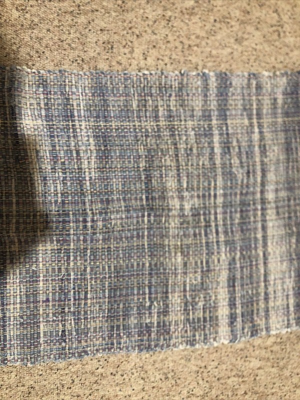 VTG HAND LOOMED DENIM RAG FLOOR RUG BLUE FARMHOUSE 1970s USA 26 1/2 X 90" AS IS gallery