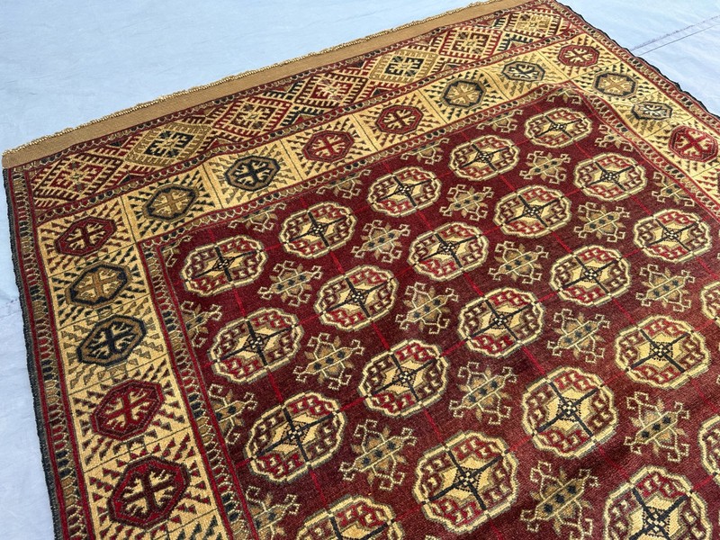 4'2x6'3 ft Antique Turkmen Tekke Rug Hand Knotted Wool Terracotta Red Area Rug gallery
