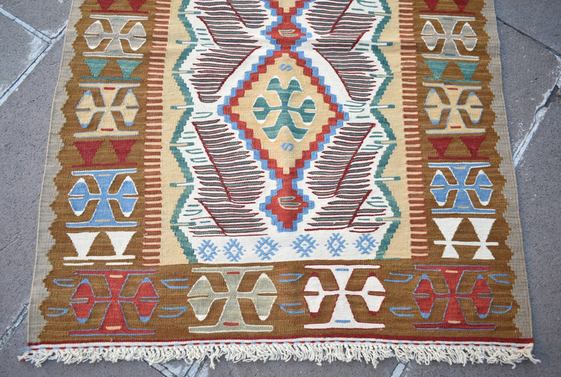 Turkish Rug 36'' x 47'' Vintage Anatolian Oushak Rug Natural Color Wool Rug gallery