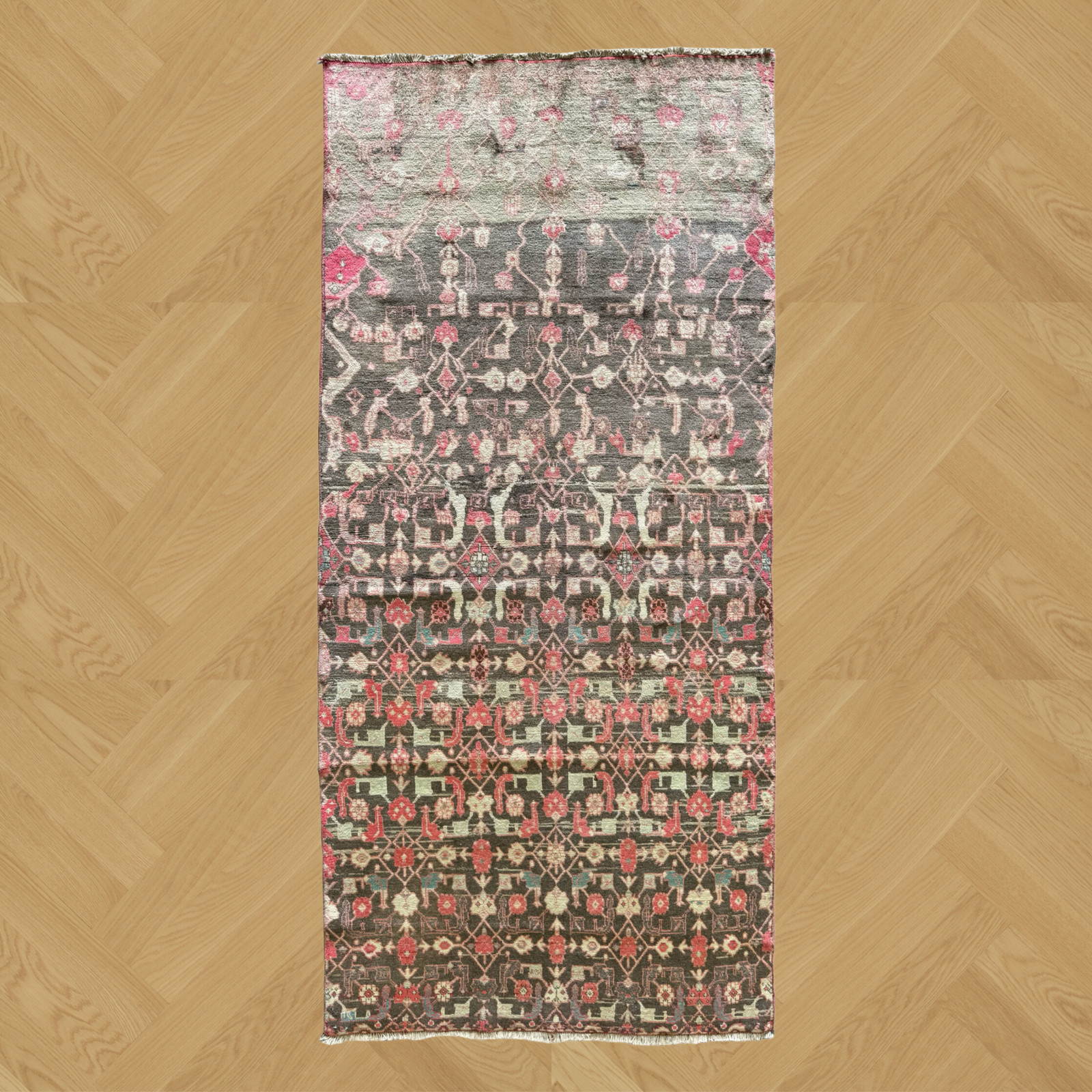 VINTAGE & CLEANED MAHAL RUG HAND MADE PERSIAN WOOL TRIBAL CARPET 8'6" X 4' gallery