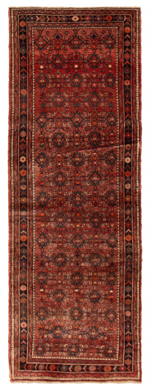 3'6" x 9'11" Vintage Hand-knotted Runner Rug Traditional Oriental Wool Carpet gallery