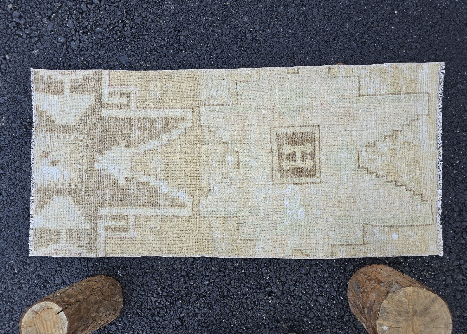 2x4 Ft Vintage Neutral Small Rug, Turkish Oushak Wool Rug, Beige Brown Area Rug gallery