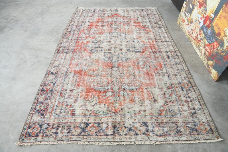 5x8 ft rug, antique turkish carpet vintage oushak rug hand-knotted small rug,426 gallery