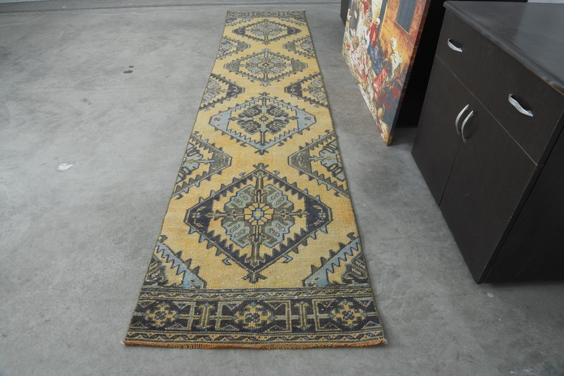 3x11 ft, turkish rug runner, hand-knotted vintage runner, oushak runner rug, 50 gallery