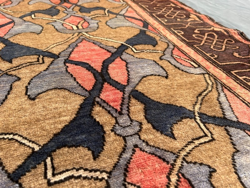 4'6 x 6'5 ft Antique Afghan Hand-Knotted Tribal Wool Rare Faded Geometric Rug gallery