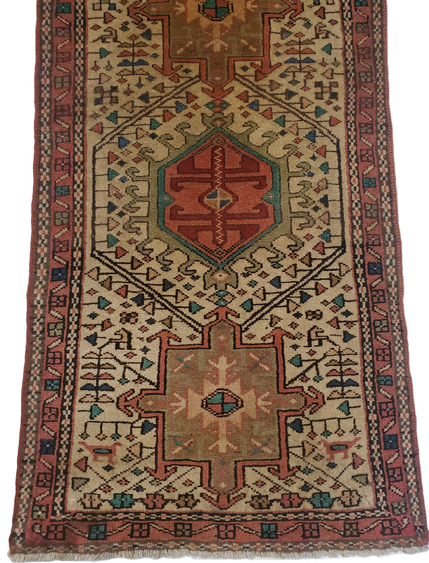 Rustic Karajeh Runner, Beige Multi-Medallion Sun Motif - 3'2" x 10'9" gallery