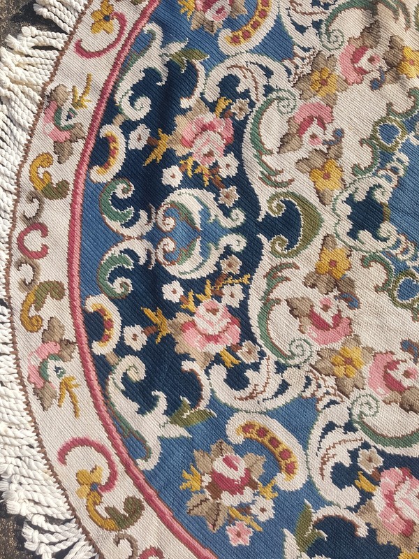 Vintage Traditional Oriental Circle Multicolor Kilim Rug Carpet 131x131 cm gallery