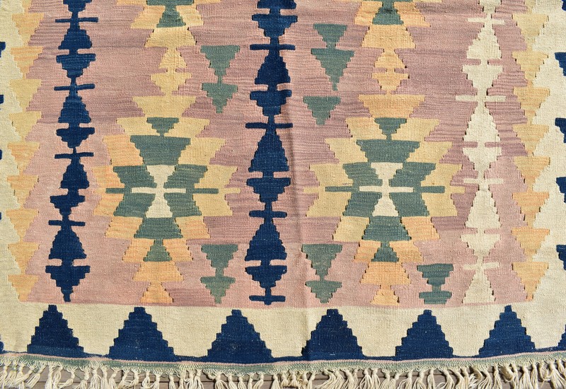 Turkish Kilim Rug 64''x86'' Hand Woven Kayseri Kilim 165x220cm Wool Area Rug gallery