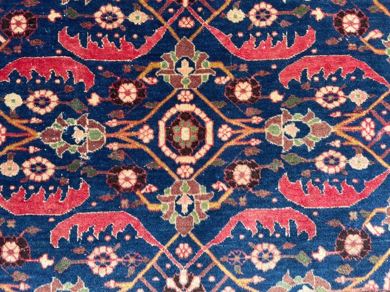 3'5x5'4 ft Vintage Caucasian Hand Knotted Wool Navy All Over Floral Lattice Rug gallery