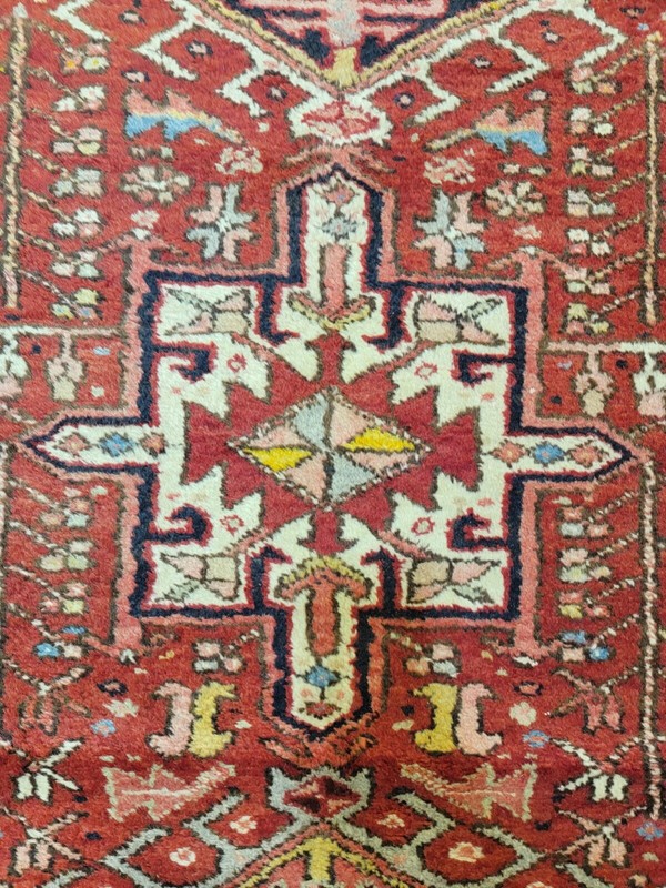 Antique Oriental Hand-Knotted Wool Runner Red/Blue/Ivory 3'8" x 15' gallery