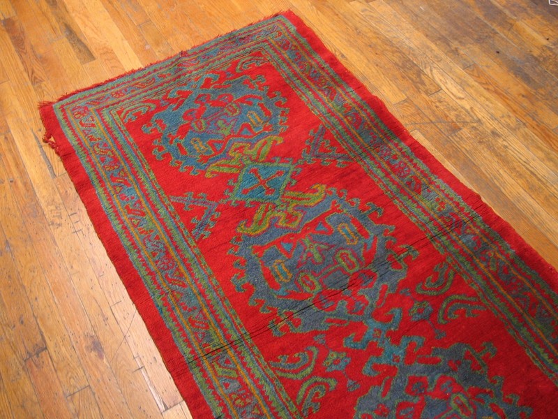 3'x34' Antique Large Scale Tribal Arts and Crafts Design Red Turkish Oushak gallery