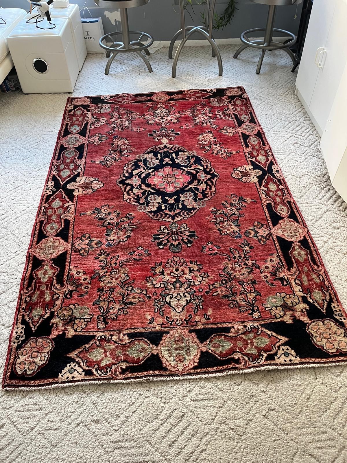 Antique Handmade Sarouk in great condition, 68” X 115” gallery