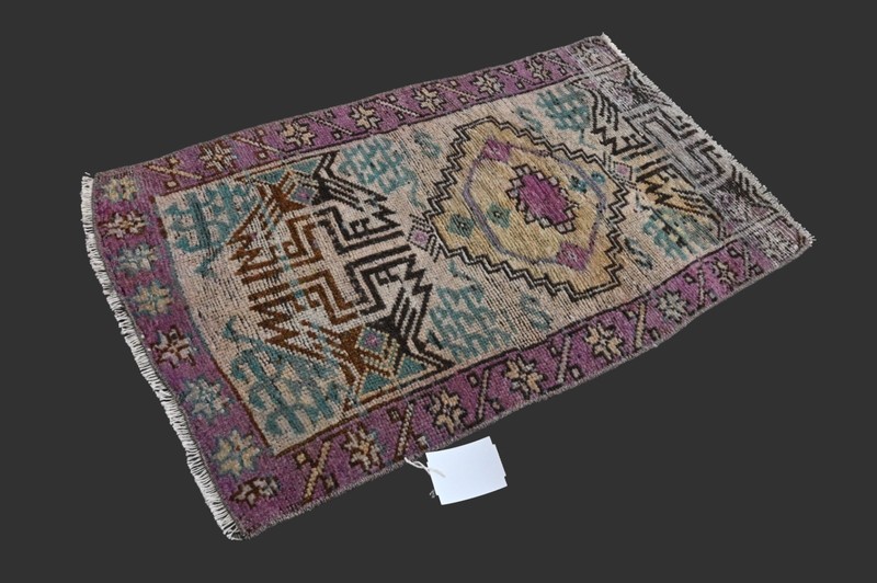 RAINBOW Turkish Oushak Rug 2x3 Vintage Handmade Anatolian Small Doormat Kilim gallery