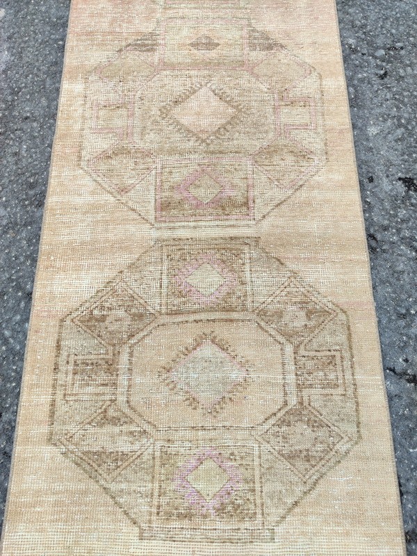22 ft extra long runner rug stair ,hallway Runner Turkish Oushak vintage Neutral gallery