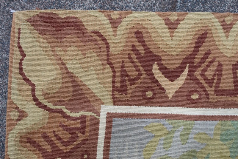 Vintage Hand Made French Design Original Wool Brown Aubusson Tapestry 158X211cm gallery