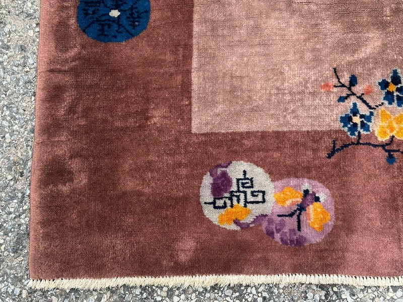 Ci 1920's ANTIQUE ART DECO CHINESE WALTER NICHOLS RUG 4x6.8 HEALTHY EVEN PILE gallery