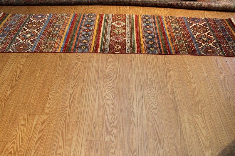 TOP QUALITY HANDMADE 2'7" X 10' HALL RUNNER JEWEL COLORS VEGETABLE DYES WOOL RUG gallery
