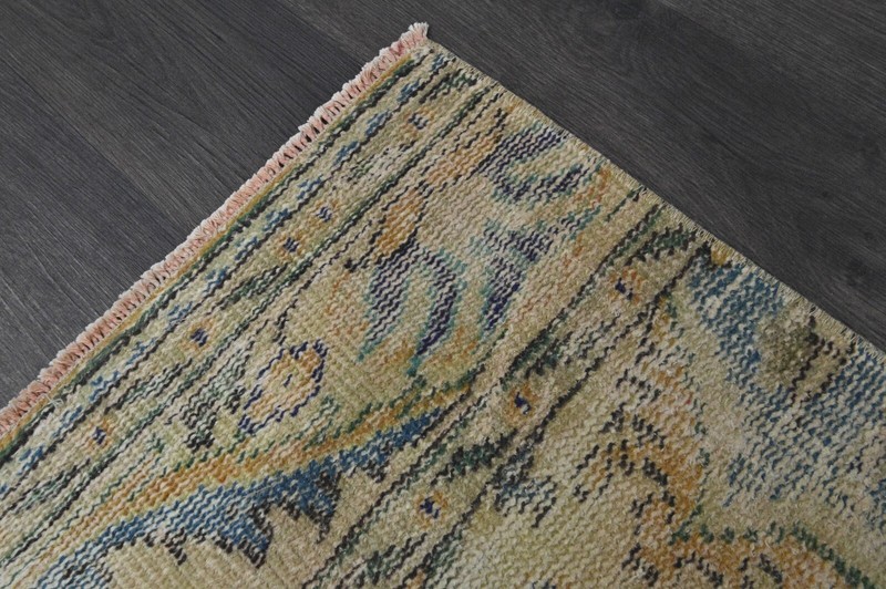 Vintage Turkish Runner Rug 2x7ft Wool Anatolian Handmade Hallway Oushak ORANGE gallery
