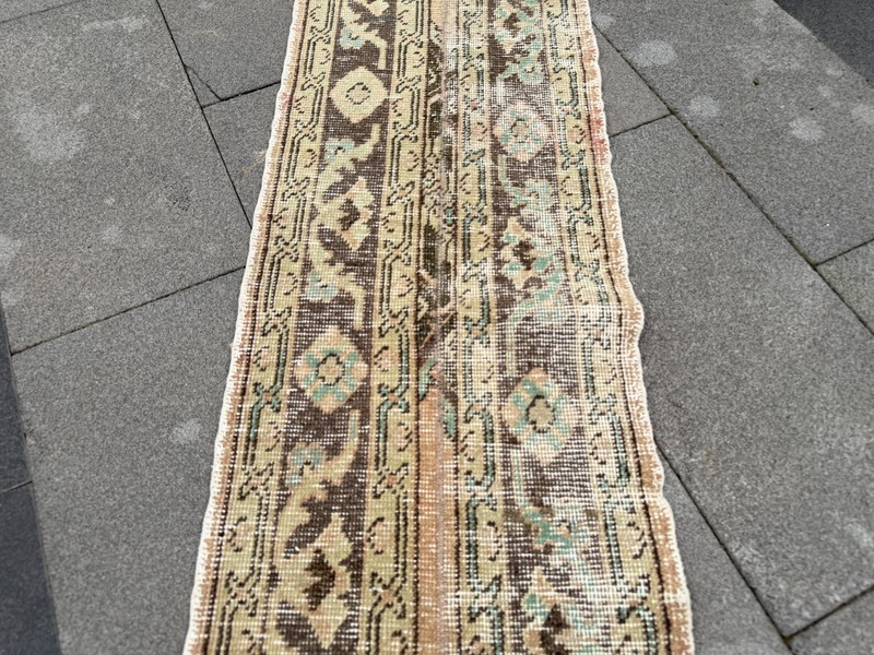 Vintage Oushak Runner Rug 1.5x10.7 ft Skinny Turkish Hallway Rug gallery