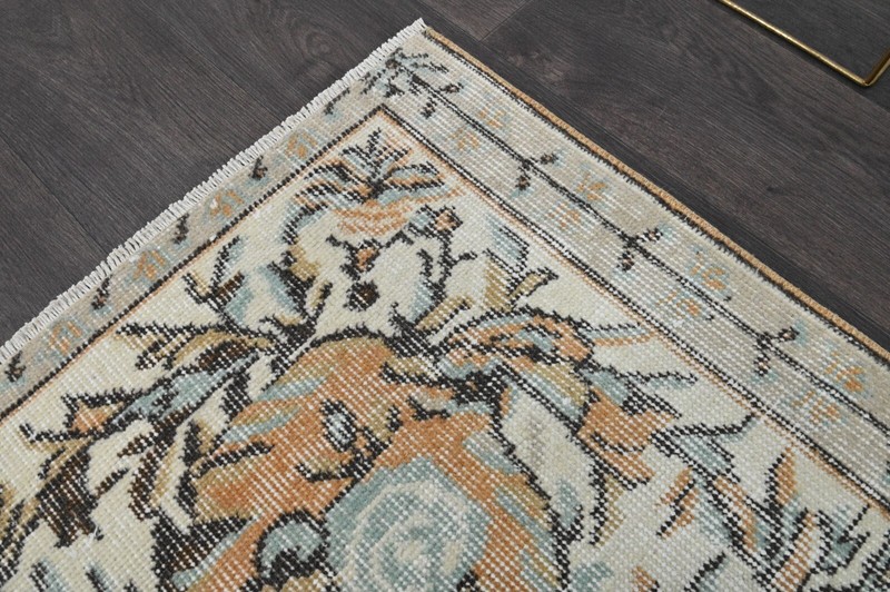 Vintage Turkish Runner Rug 2x10ft Wool Anatolian Handmade Hallway Oushak ORANGE gallery