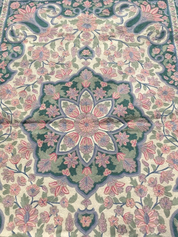 Star of Kashmir Chain Stitched pastel wall hanging or rug 71x 49 gallery