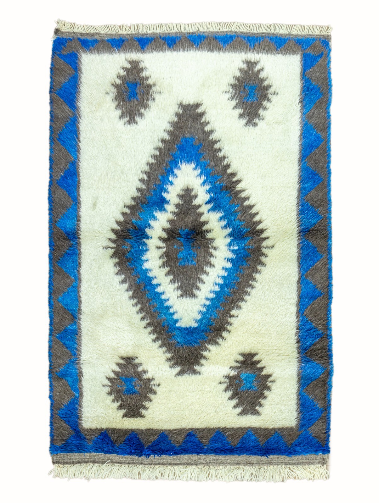 Long Pile Turkish Tribal Shaggy Rug-Vintage Handwoven Mohair Shag Tulu-3.8x5.6ft gallery