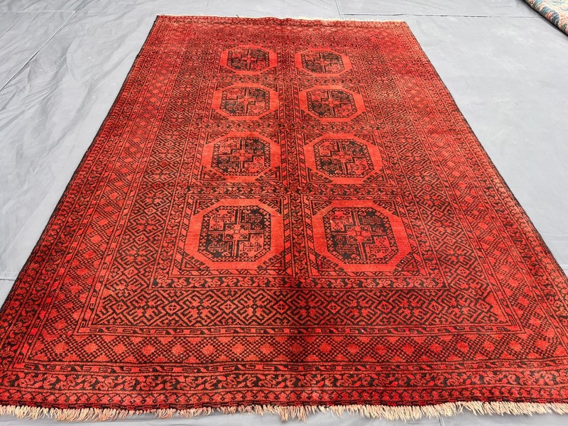 4'5x6'8 Ft Vintage Handknotted Turkoman Bokhara Gul Wool Area Rug gallery