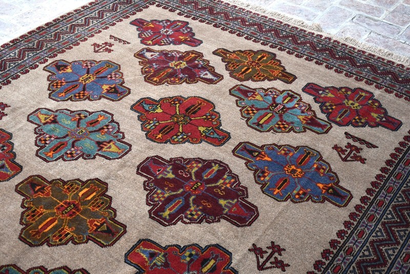 Afghan Vintage Rug 7x9 ft Antique Oriental Turkish Hand Knotted Wool Tribal Rug gallery